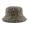 Leopard Print Bucket Hat Reversible Hat Outdoor Travel Cap-Bucket Hats-Arimonz-khaki leopard-Arimonz