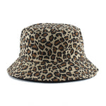 Leopard Print Bucket Hat Reversible Hat Outdoor Travel Cap-Bucket Hats-Arimonz-khaki leopard-Arimonz