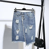 Light Blue Button Ripped Midi Denim Skirts-Denim Skirts-Arimonz-Arimonz
