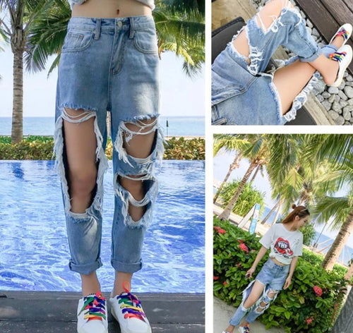 Light Blue Ripped Straight Jean-Straight Jeans-Arimonz-Arimonz