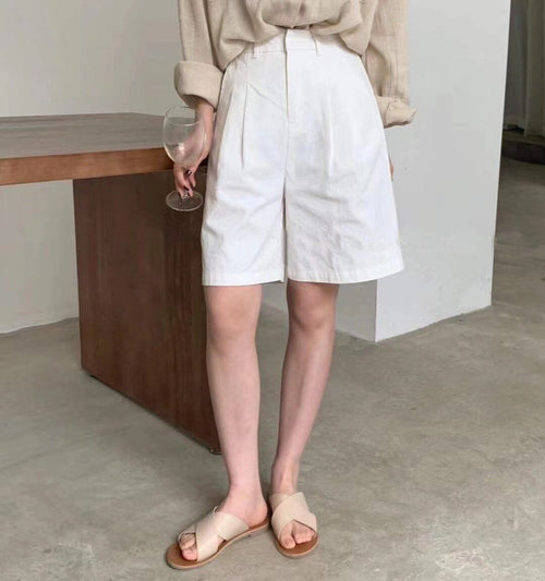 Linen Shorts Wide Leg Summer Shorts Woman High Waist Shorts Streetwear-Shorts-Arimonz-Arimonz