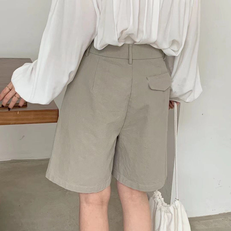 Linen Shorts Wide Leg Summer Shorts Woman High Waist Shorts Streetwear-Shorts-Arimonz-Arimonz