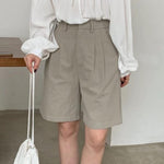 Linen Shorts Wide Leg Summer Shorts Woman High Waist Shorts Streetwear-Shorts-Arimonz-gray khaki-S-Arimonz