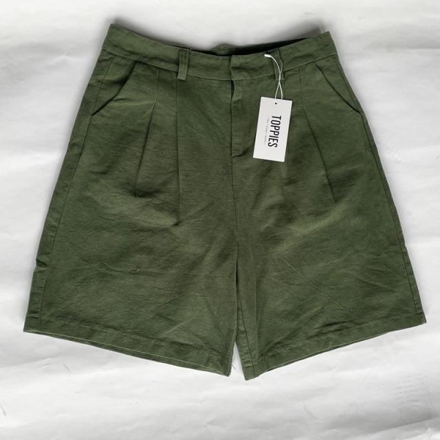 Linen Shorts Wide Leg Summer Shorts Woman High Waist Shorts Streetwear-Shorts-Arimonz-green-S-Arimonz