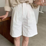 Linen Shorts Wide Leg Summer Shorts Woman High Waist Shorts Streetwear-Shorts-Arimonz-white-S-Arimonz
