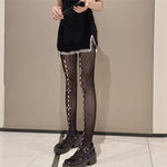 Lingerie Lace Women Tights Stockings Style Lolita Thigh High Stocking-Socks & Tights-Arimonz-Plaid Bow Black-Arimonz