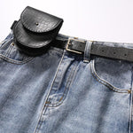 Long Denim Skirt Women Vintage High Waist Jeans Skirt with Belt-Denim Skirts-Arimonz-Arimonz