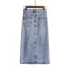 Long Denim Skirt Women Vintage High Waist Jeans Skirt with Belt-Denim Skirts-Arimonz-Arimonz
