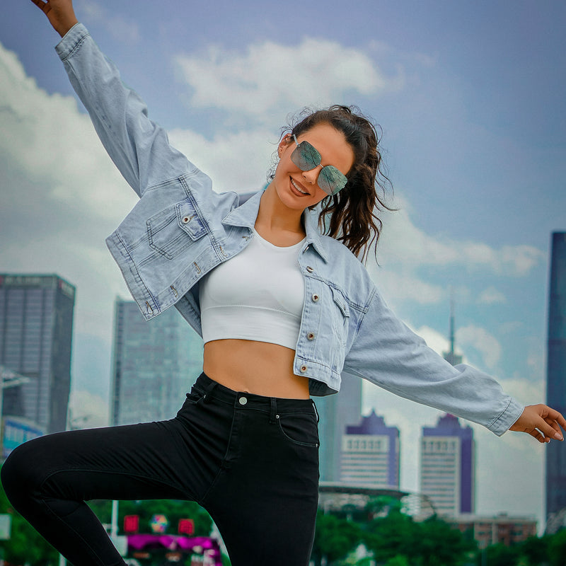 Long Jeans Jacket Women Short Denim Jacket Embroidery Oversized Denim-Jean Jackets-Arimonz-Arimonz