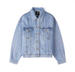 Long Jeans Jacket Women Short Denim Jacket Embroidery Oversized Denim-Jean Jackets-Arimonz-S-Long blue-Arimonz