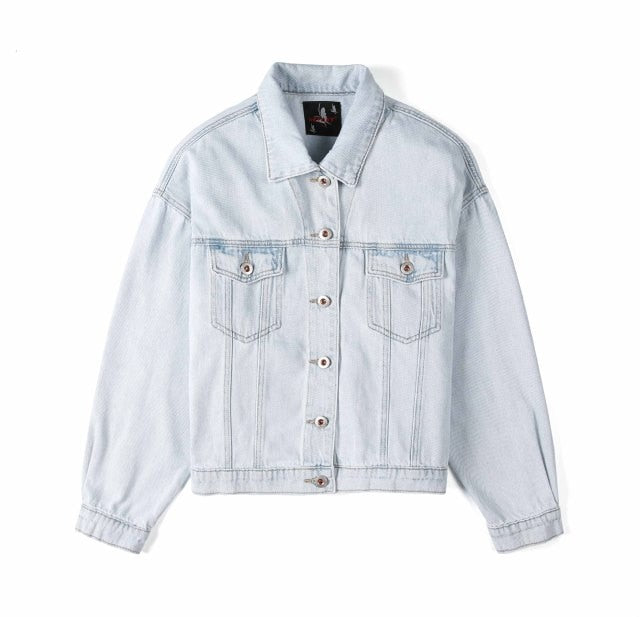 Long Jeans Jacket Women Short Denim Jacket Embroidery Oversized Denim-Jean Jackets-Arimonz-S-Long light-Arimonz