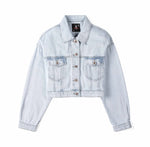 Long Jeans Jacket Women Short Denim Jacket Embroidery Oversized Denim-Jean Jackets-Arimonz-S-Short light-Arimonz