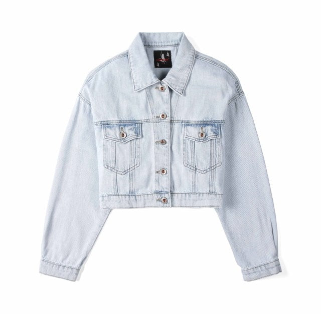 Long Jeans Jacket Women Short Denim Jacket Embroidery Oversized Denim-Jean Jackets-Arimonz-S-Short light-Arimonz