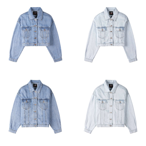 Long Jeans Jacket Women Short Denim Jacket Embroidery Oversized Denim-Jean Jackets-Arimonz-Arimonz