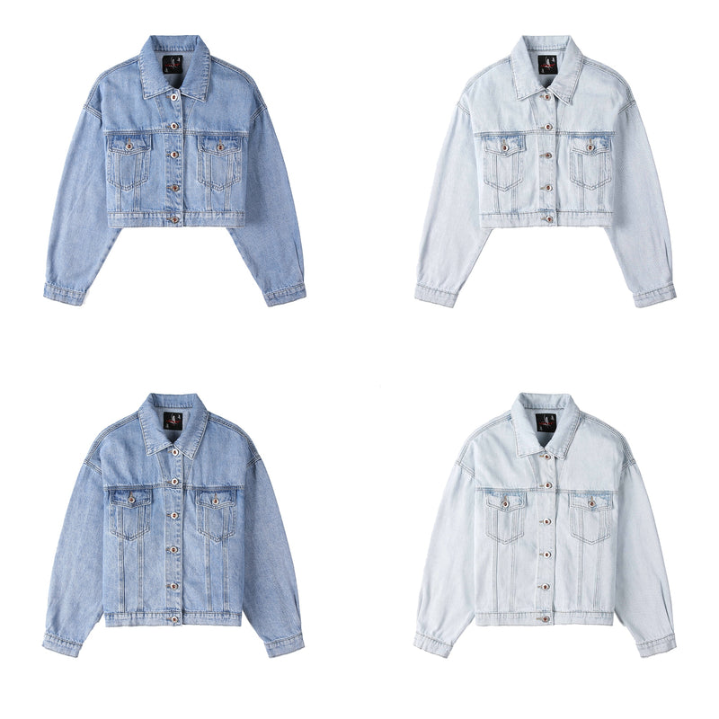 Long Jeans Jacket Women Short Denim Jacket Embroidery Oversized Denim-Jean Jackets-Arimonz-Arimonz