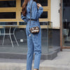 Long Sleeve Jeans Denim Jumpsuit Elastic Waist Jeans Rompers Overalls-Casual Jumpsuits & Rompers-Arimonz-Arimonz
