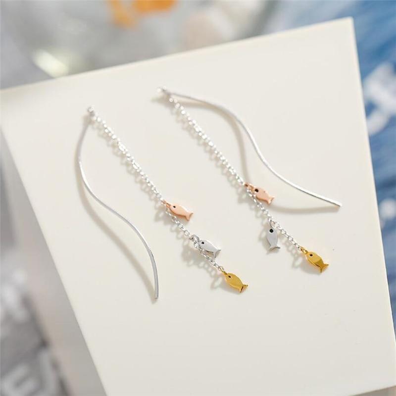 Long Tassel Fish Drop Earrings Fashion Female Earrings-Earrings-Arimonz-Arimonz