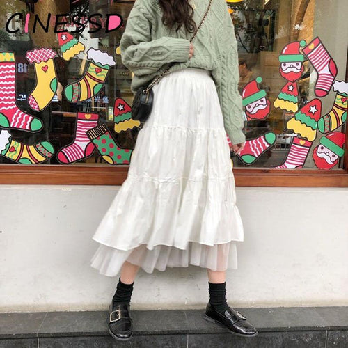 Long Tulle Midi Skirts Women's High Waist Mesh Tutu Pleated Skirts-Skirts-Arimonz-Arimonz