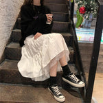 Long Tulle Midi Skirts Women's High Waist Mesh Tutu Pleated Skirts-Skirts-Arimonz-Arimonz