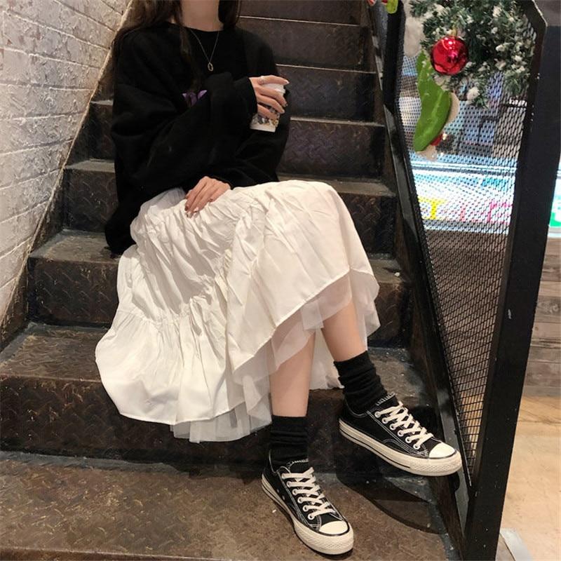 Long Tulle Midi Skirts Women's High Waist Mesh Tutu Pleated Skirts-Skirts-Arimonz-Arimonz