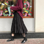 Long Tulle Midi Skirts Women's High Waist Mesh Tutu Pleated Skirts-Skirts-Arimonz-Arimonz