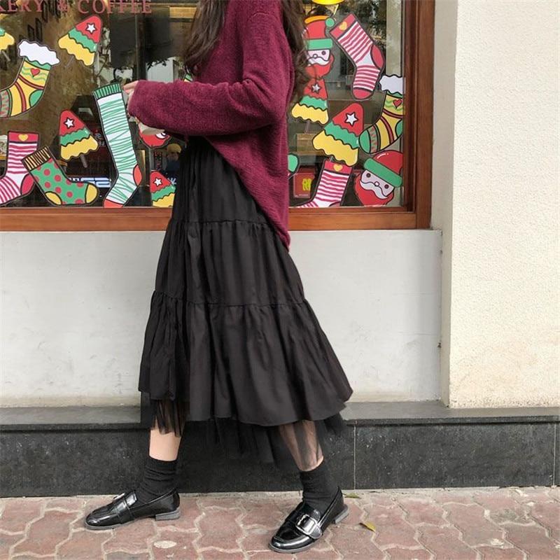 Long Tulle Midi Skirts Women's High Waist Mesh Tutu Pleated Skirts-Skirts-Arimonz-Arimonz