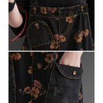Loose Jeans Jumpsuit Women Casual Baggy Pants Floral Denim Overalls-Denim Jumpsuit-Arimonz-Arimonz