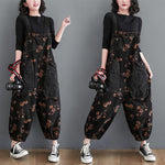 Loose Jeans Jumpsuit Women Casual Baggy Pants Floral Denim Overalls-Denim Jumpsuit-Arimonz-Arimonz