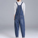 Loose Pocket Jeans Women Autumn Bib Pants Overalls Shoulder Jumpsuit-Denim Jumpsuit-Arimonz-Arimonz