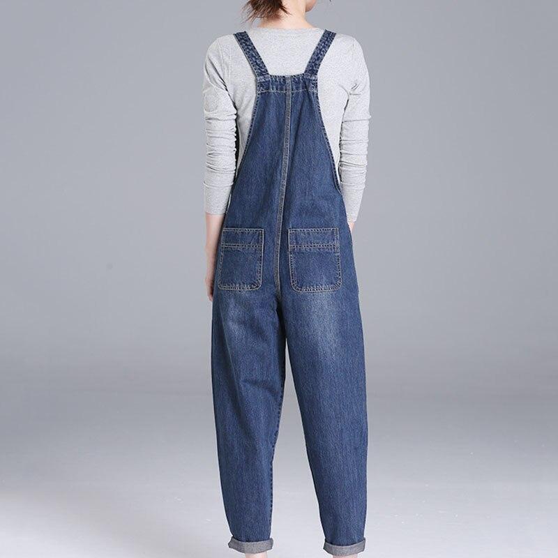Loose Pocket Jeans Women Autumn Bib Pants Overalls Shoulder Jumpsuit-Denim Jumpsuit-Arimonz-Arimonz