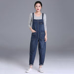 Loose Pocket Jeans Women Autumn Bib Pants Overalls Shoulder Jumpsuit-Denim Jumpsuit-Arimonz-Blue-S-Arimonz
