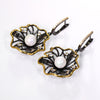 Lotus Flower Earrings Hollow Created Pearl Black Gold Color Earrings-Drop Earrings-Arimonz-Arimonz