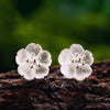 Lotus Flower in the Rain Stud Earrings for Women Fine Jewelry-Earrings-Arimonz-Arimonz