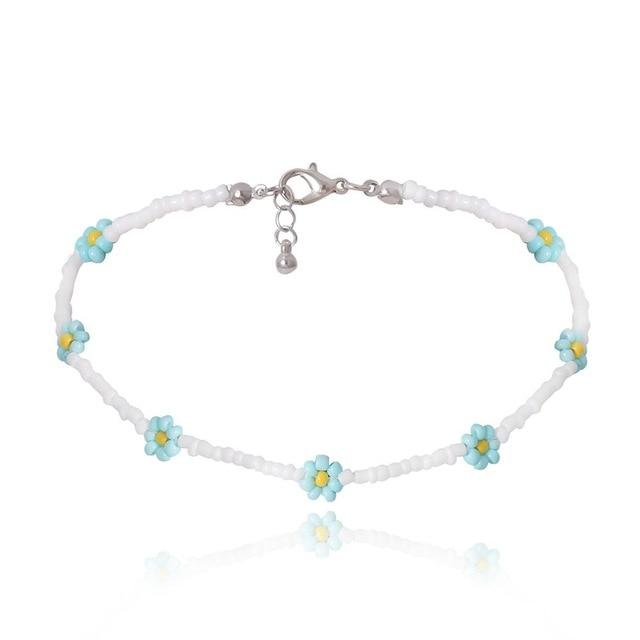 Lovely Daisy Flowers Colorful Beaded Charm Statement Choker Necklace for Women Vacation Jewelry-Necklaces-Arimonz-Green-Arimonz