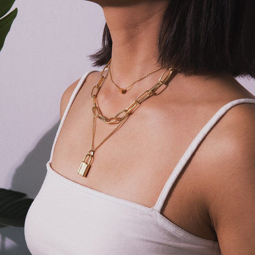 Lover PadLock Choker Necklace-Necklaces-Arimonz-Arimonz