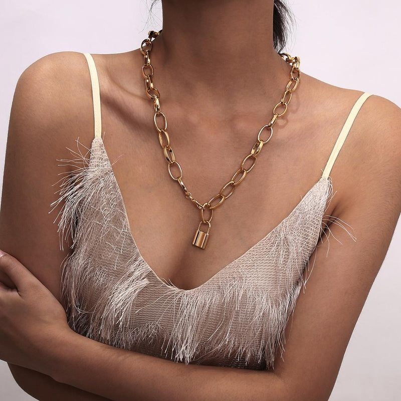 Lover PadLock Choker Necklace-Necklaces-Arimonz-Arimonz