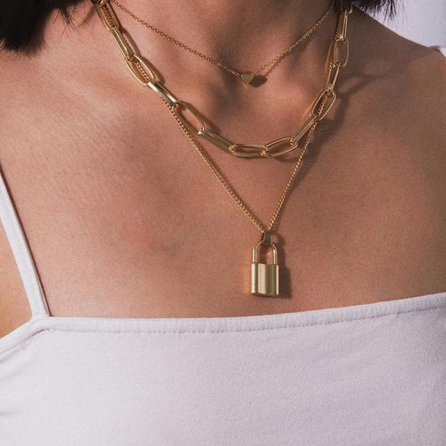 Lover PadLock Choker Necklace-Necklaces-Arimonz-Arimonz
