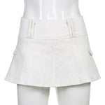 Low Waist Black Micro Skirts Streetwear Pockets Patchwork A-line Skirt-Denim Skirts-Arimonz-Arimonz