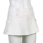 Low Waist Black Micro Skirts Streetwear Pockets Patchwork A-line Skirt-Denim Skirts-Arimonz-Arimonz