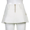 Low Waist Black Micro Skirts Streetwear Pockets Patchwork A-line Skirt-Denim Skirts-Arimonz-Arimonz
