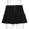 Low Waist Black Micro Skirts Streetwear Pockets Patchwork A-line Skirt-Denim Skirts-Arimonz-Arimonz