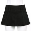 Low Waist Black Micro Skirts Streetwear Pockets Patchwork A-line Skirt-Denim Skirts-Arimonz-Arimonz