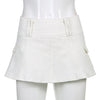 Low Waist Black Micro Skirts Streetwear Pockets Patchwork A-line Skirt-Denim Skirts-Arimonz-white-S-Arimonz