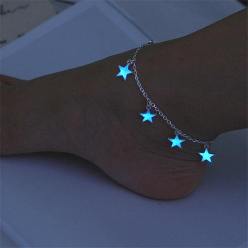 Luminous Star Anklet Pentagonal Star Tassel Ankle Chain-Anklets-Arimonz-Arimonz