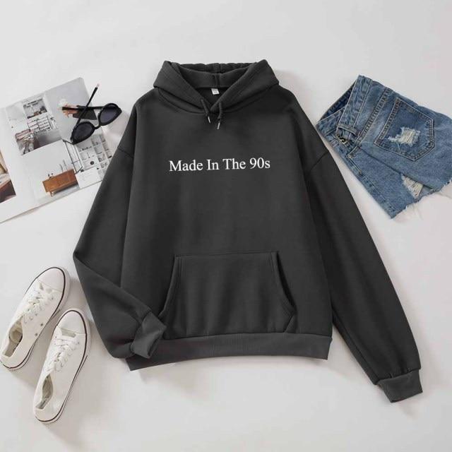 Made In The 90s Letter Print Cool Oversized Women Hoodies Sweatshirt-Pullovers-Arimonz-Deep gray-M-Arimonz