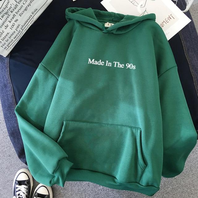 Made In The 90s Letter Print Cool Oversized Women Hoodies Sweatshirt-Pullovers-Arimonz-green-M-Arimonz