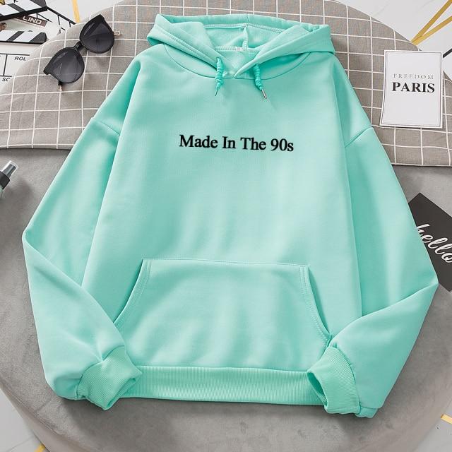 Made In The 90s Letter Print Cool Oversized Women Hoodies Sweatshirt-Pullovers-Arimonz-Light Green-M-Arimonz