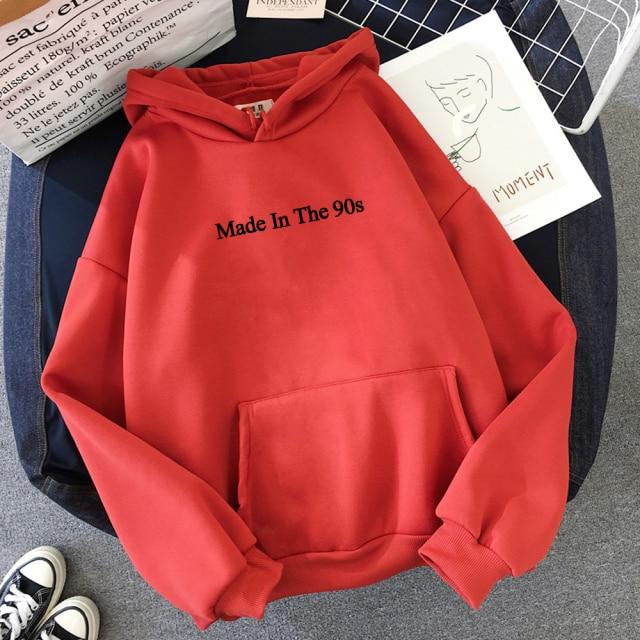 Made In The 90s Letter Print Cool Oversized Women Hoodies Sweatshirt-Pullovers-Arimonz-Red-M-Arimonz