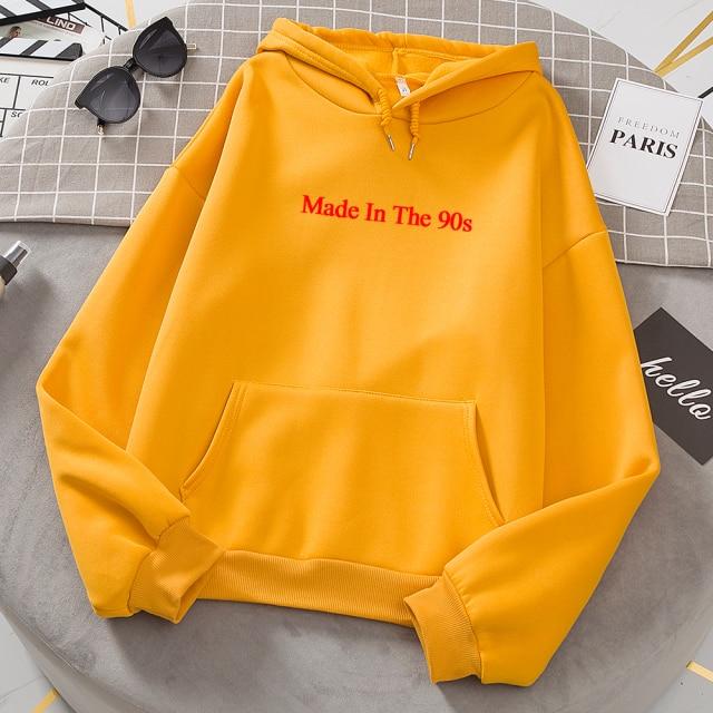 Made In The 90s Letter Print Cool Oversized Women Hoodies Sweatshirt-Pullovers-Arimonz-Yellow-M-Arimonz