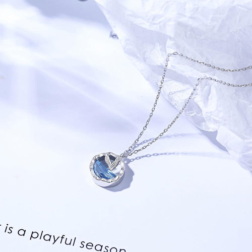 Mermaid Tail Round Pendant Necklace for Women Fashion Jewelry-Earrings-Arimonz-Arimonz